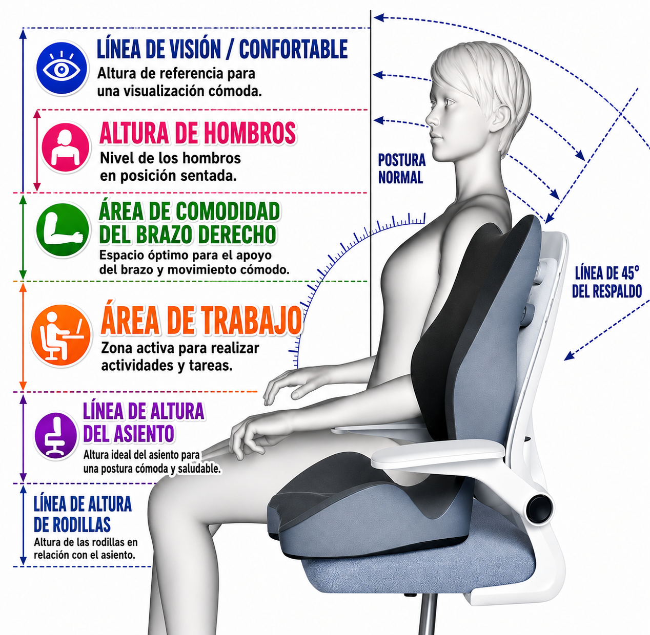 Dúo Cojín y Respaldar Ergonómico para Silla, Alivio Instantáneo del Dolor y Mejora de la Postura