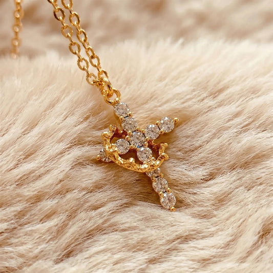 Collar Cruz con Corona Giratoria — Brilla con Fe