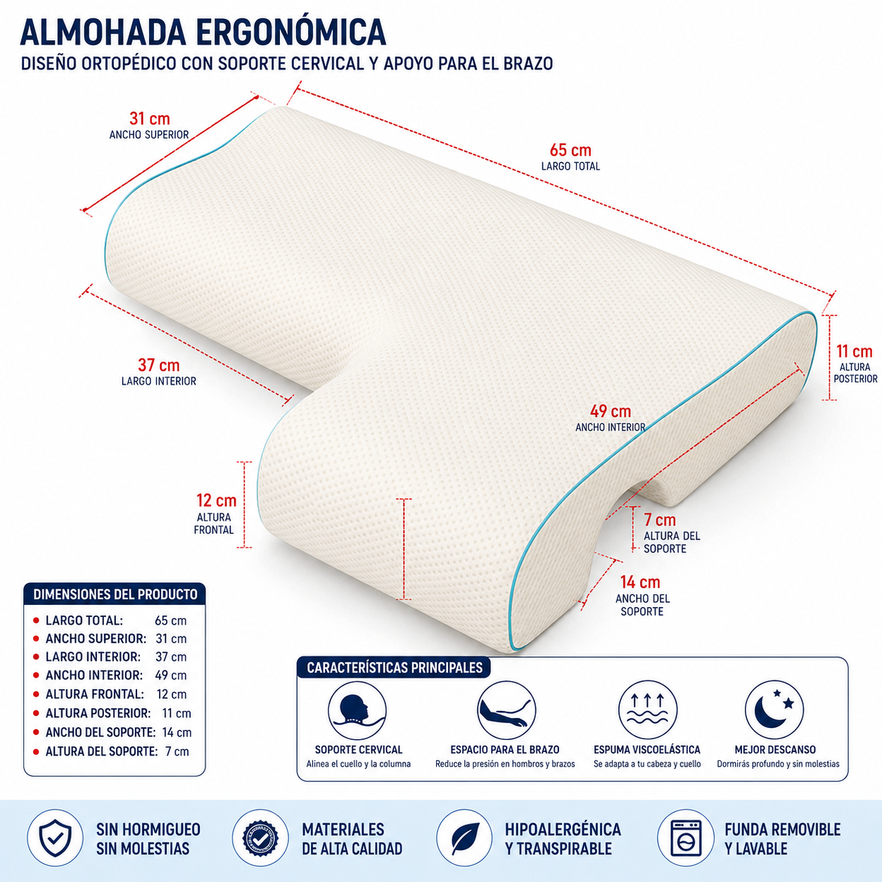Almohada Ortopédica Para Parejas Viscoelástica