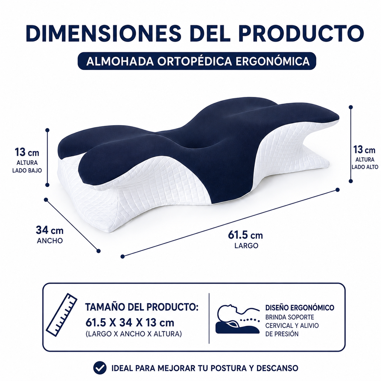 Almohada Cervical Premium Viscoelástica (memory foam)