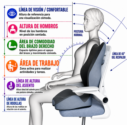 Dúo Cojín y Respaldar Ergonómico para Silla, Alivio Instantáneo del Dolor y Mejora de la Postura