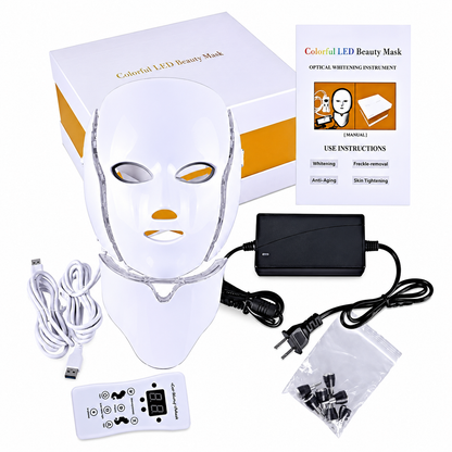 Máscara Facial LED 7 Colores para Rostro y Cuello – Rejuvenecimiento y Antiedad