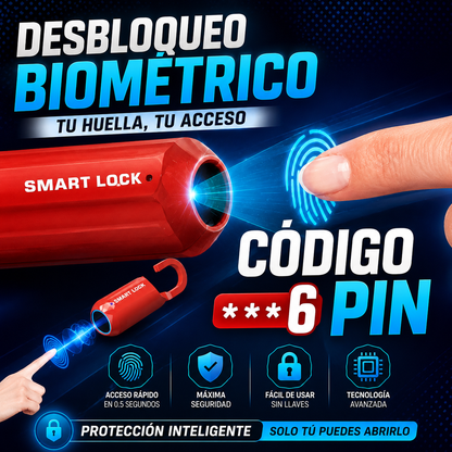 Candado Inteligente Antirrobo con Huella Biométrica | 100% Hierro