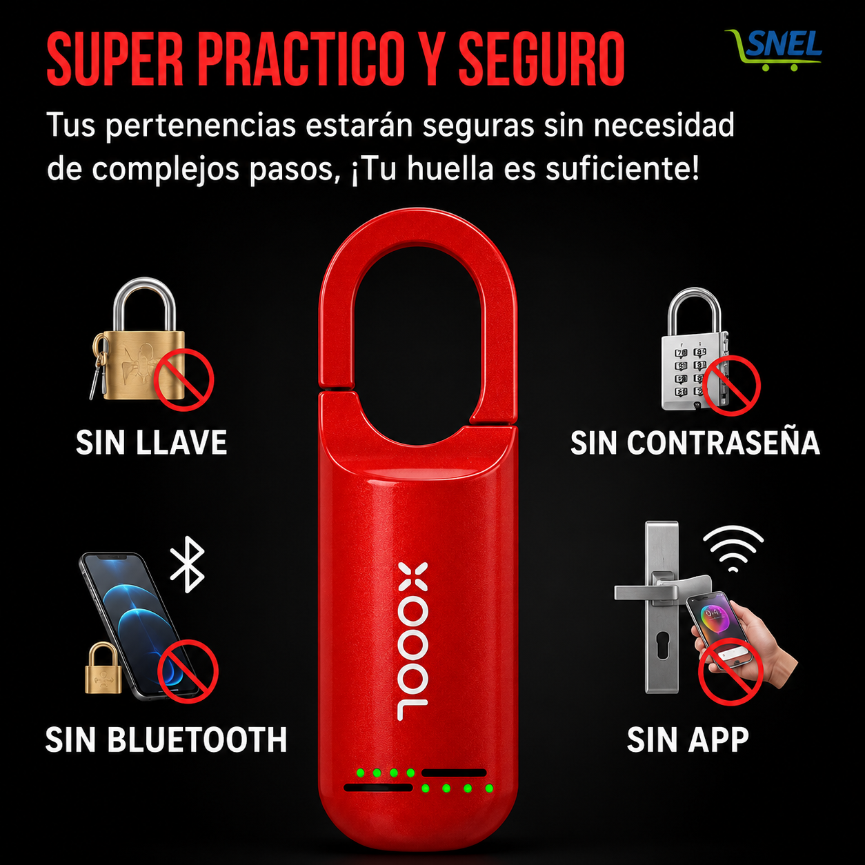 Candado Inteligente Antirrobo con Huella Biométrica | 100% Hierro