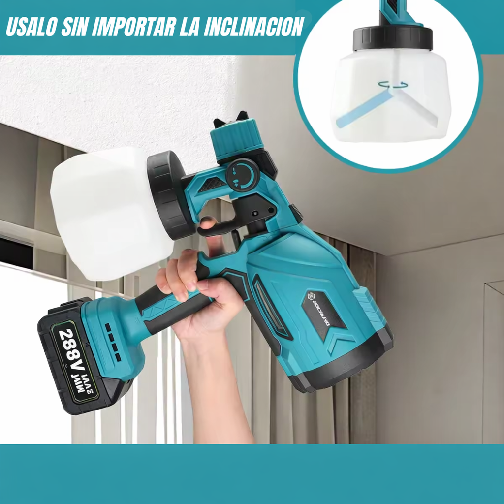 Pulverizador de Pintura Inalámbrico 288V – Incluye 2 Baterías Recargables y Boquillas Intercambiables