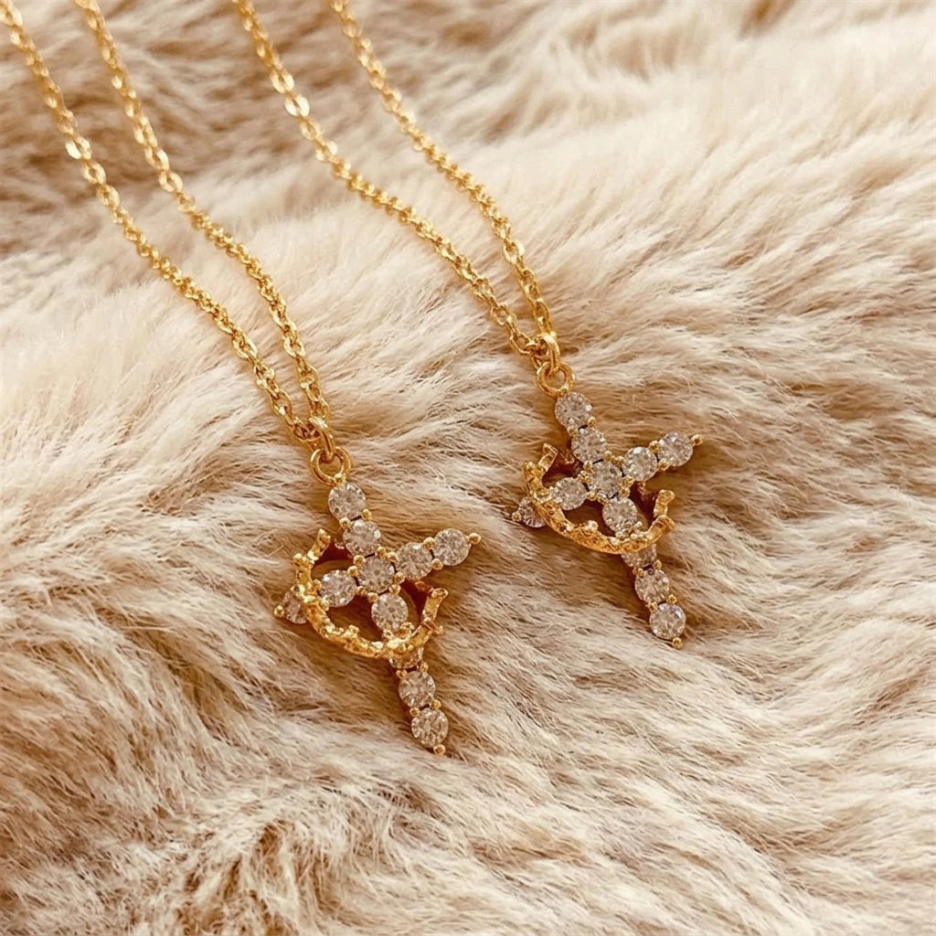 Collar Cruz con Corona Giratoria — Brilla con Fe
